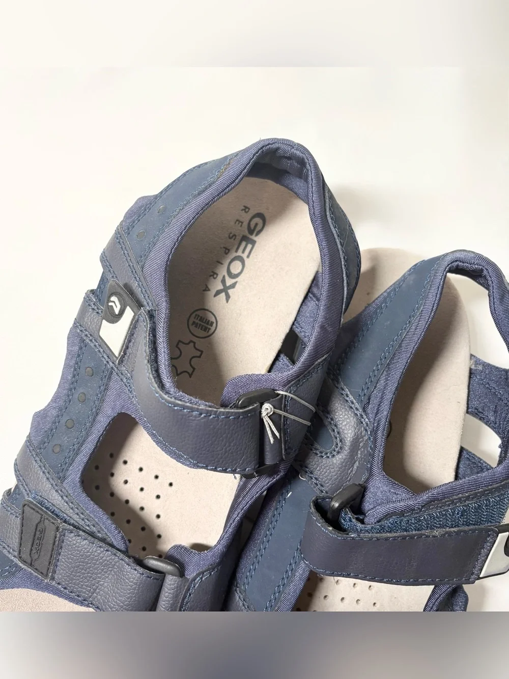 Geox Strada Navy Dual Hook and Loop Adjustable Strap Men’s Sandals Size 9